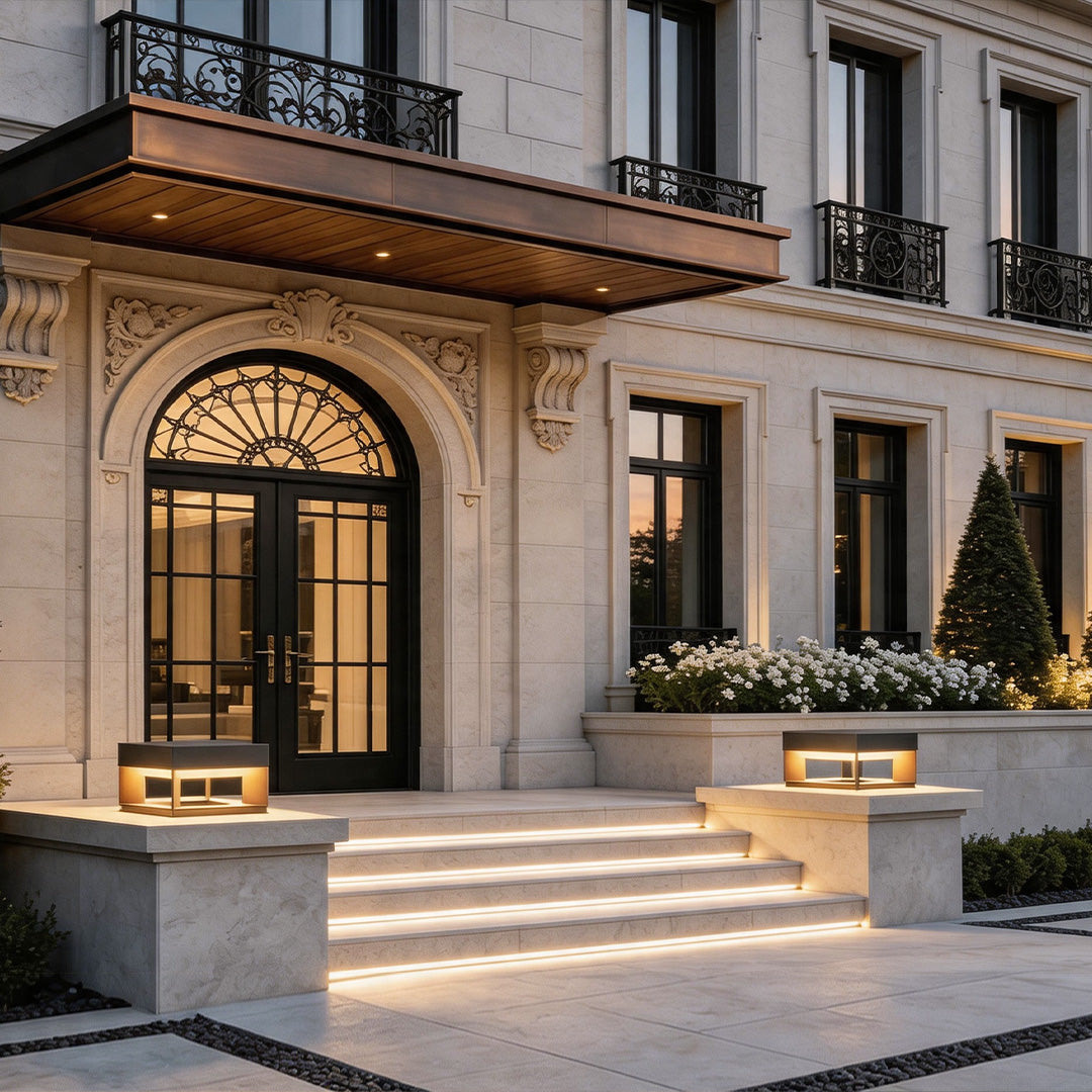 Driveway Entrance Pillar Lights Modern Square Metal Light
