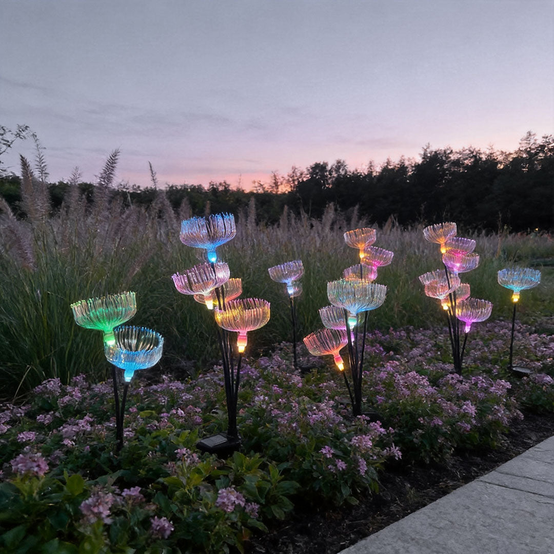 【4 PCS】Solar Garden Stake Lights Jellyfish Fiber Optic Light