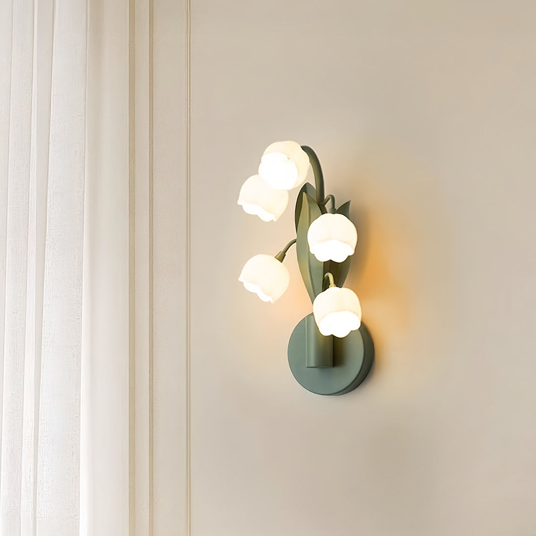 Floral Wall Lights French Country  Classic Bellflower Glass Lamp