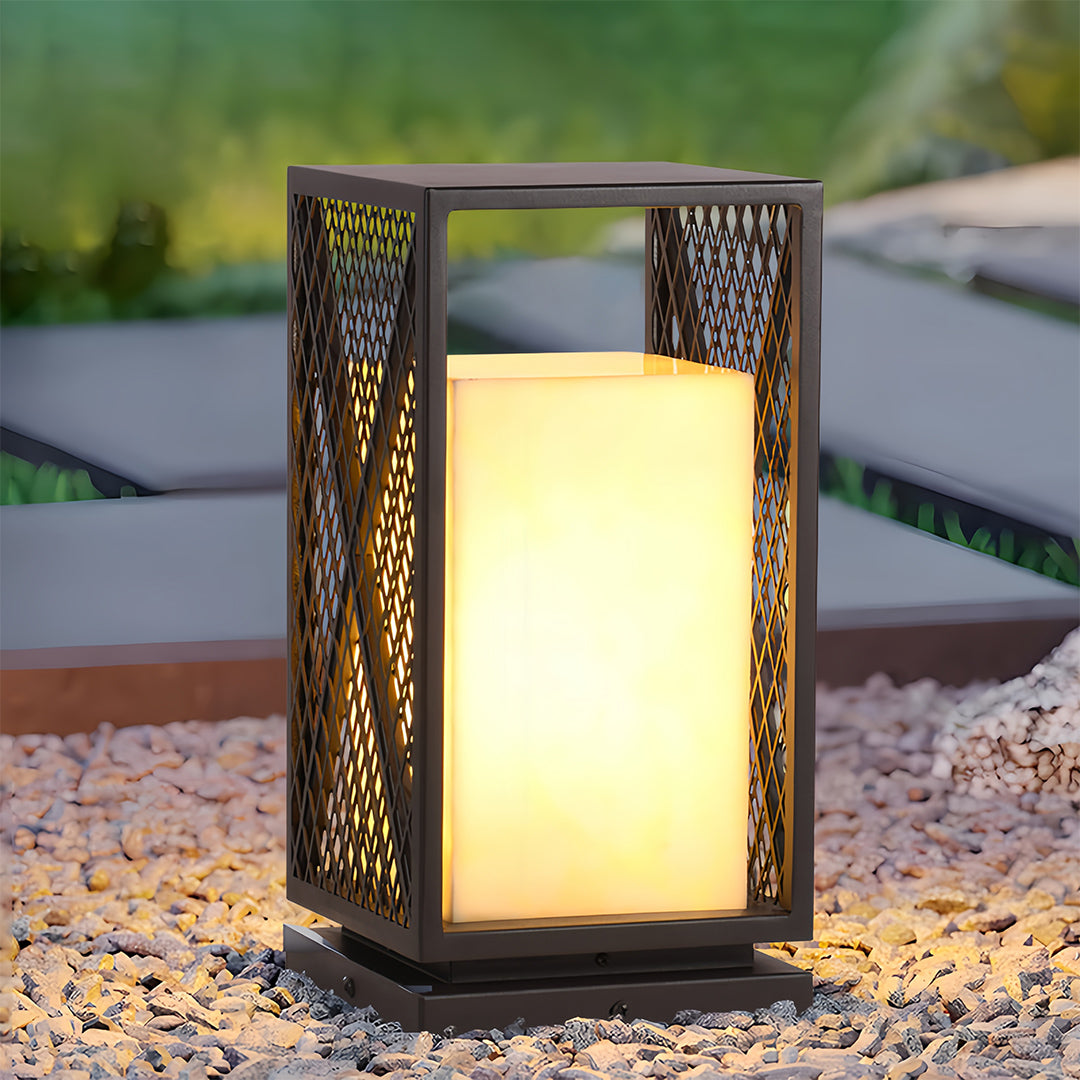 Black Outdoor Floor Lantern Square Metal Waterproof Creative Light