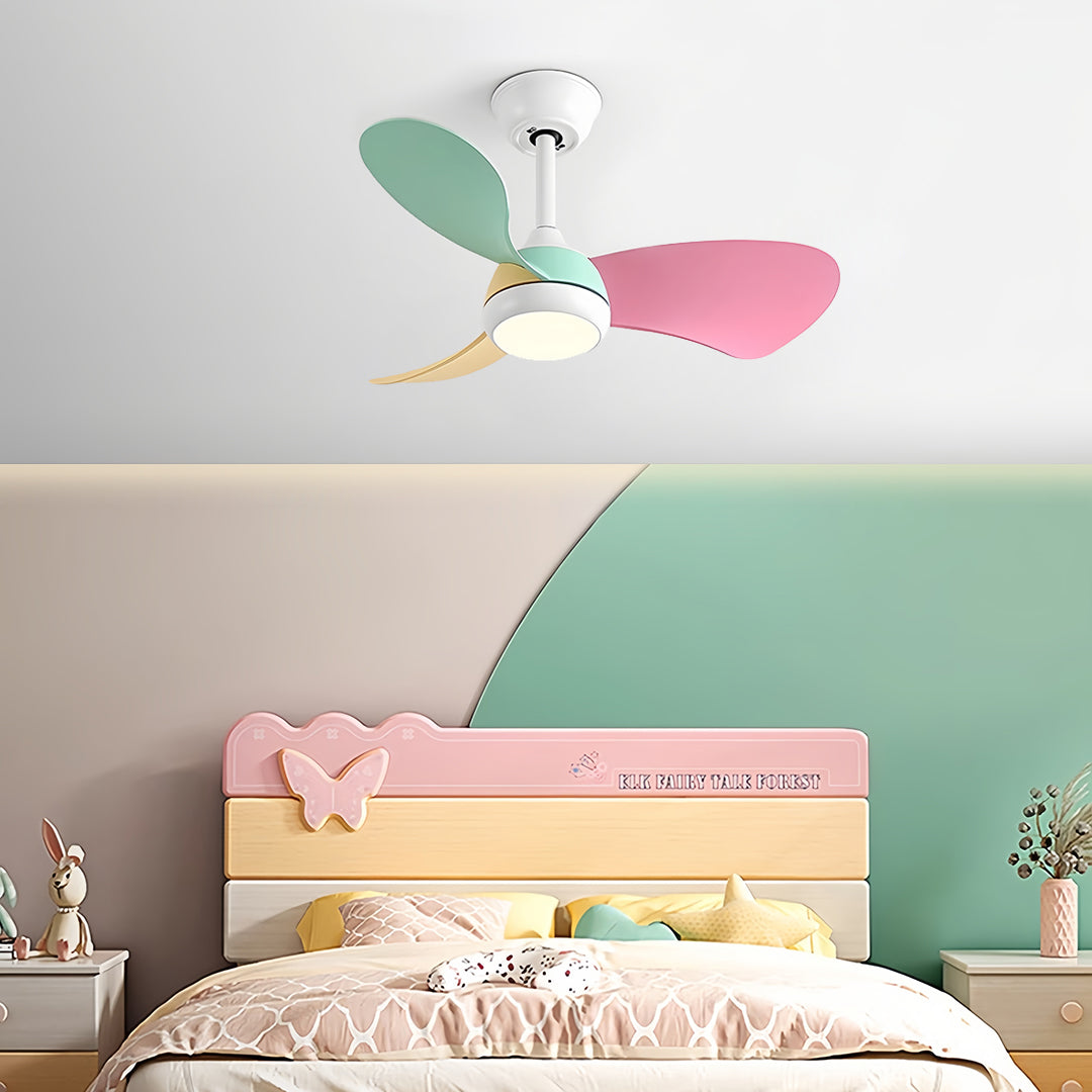 Retro Ceiling Fan with Light Nordic Inverter Metal Lamp Body Fan Light