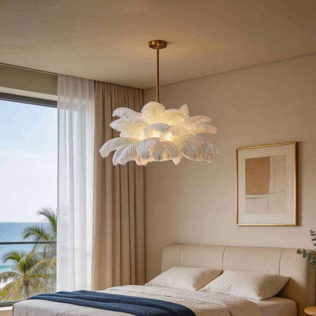 Semi Flush Mount Ceiling Lighting Nordic Feather Decor Light