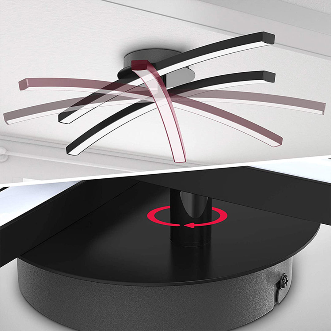 Contemporary Semi Flush Mount Lighting Dual LED Strip Rotating Ceiling Light