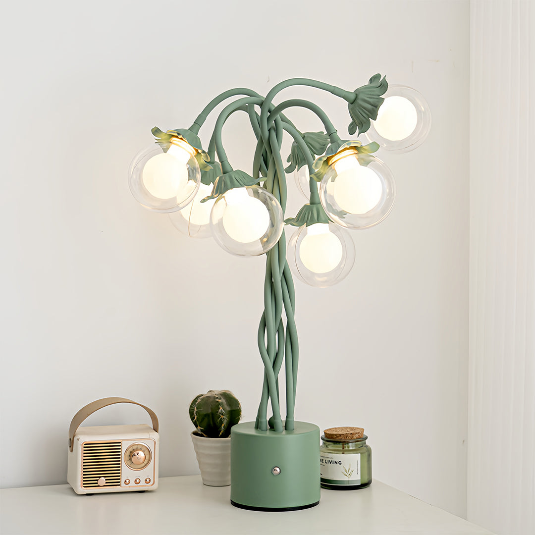 Retro Green Table Lamp French Floral  Artistic Globe Decorative Light