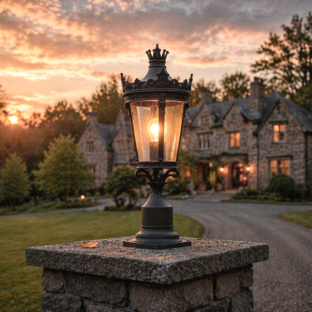 Outdoor Driveway Pillar Lights European Crown Waterproof Light