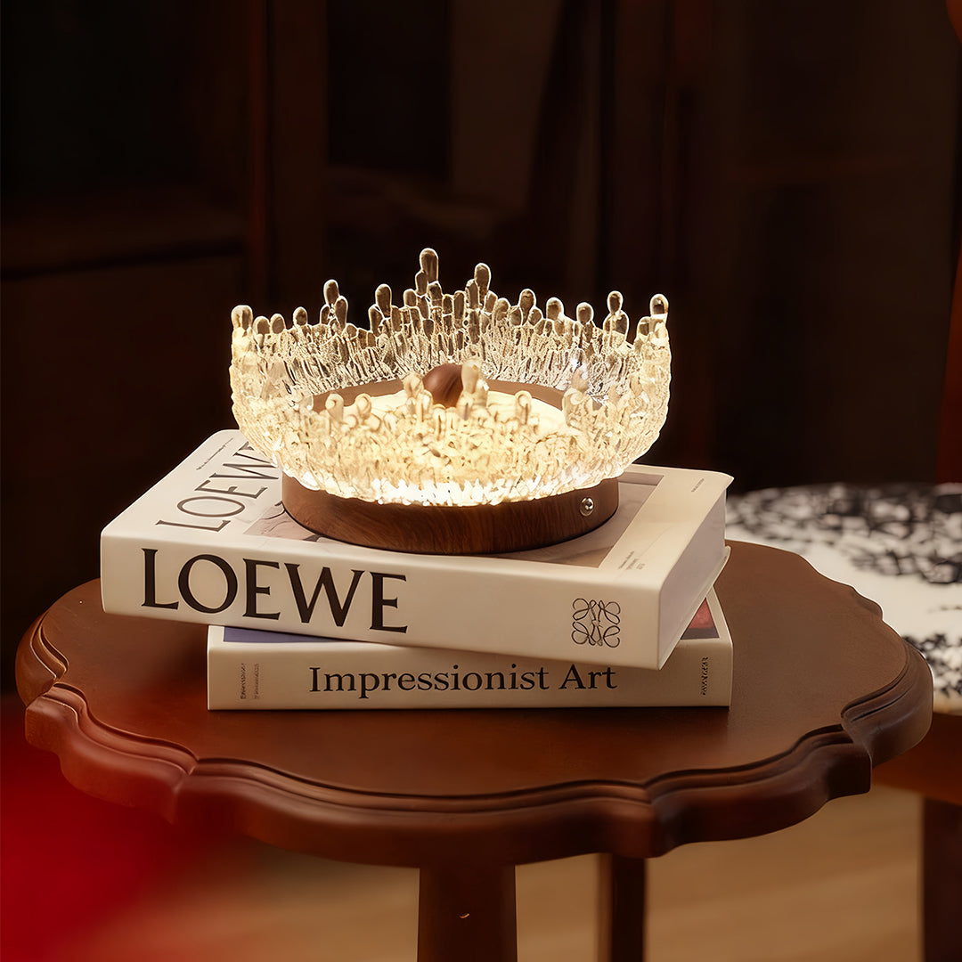 Acrylic Table Lamp French Vintage Walnut Colored Atmosphere Light