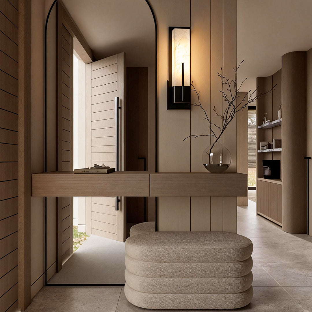 Rectangular Wall Sconce Full Copper Cloud Stone Lamp