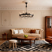 Vintage Wrought Iron Chandelier French Artistic Pearl Ceiling Light