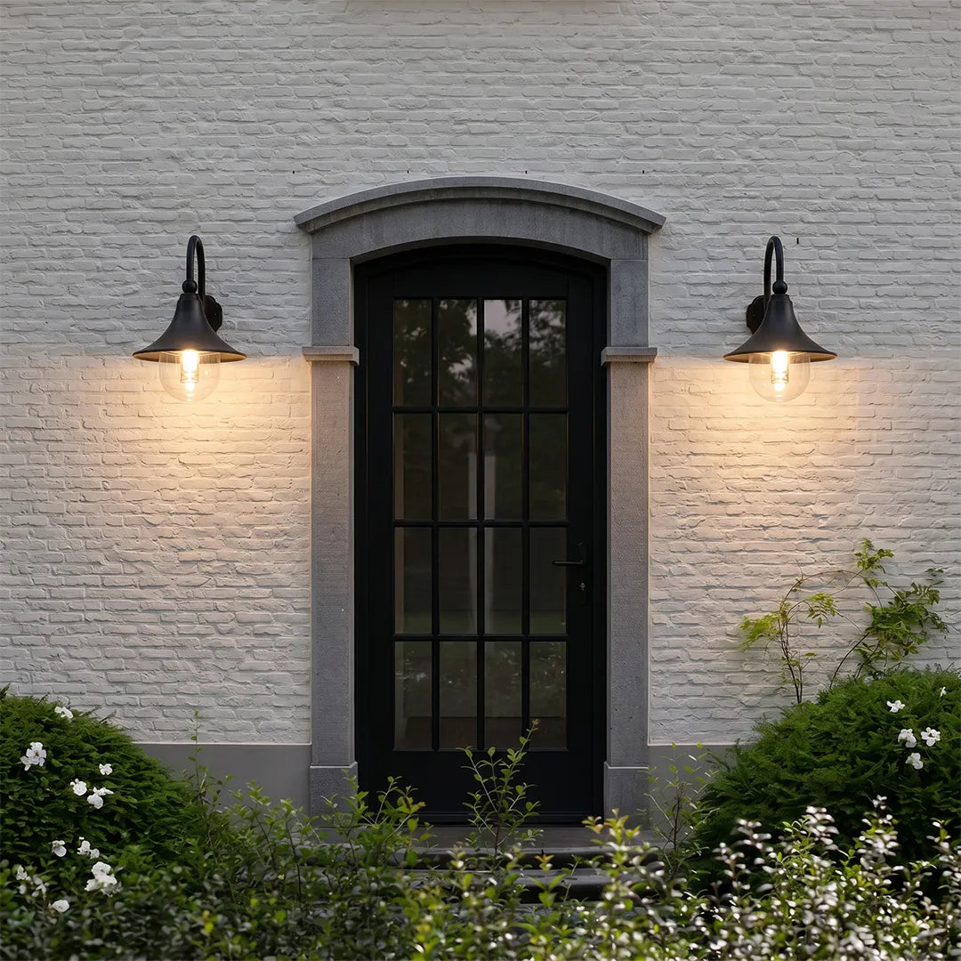 Outdoor Black Wall Lights Retro Creative Trumpet-Shaped Light