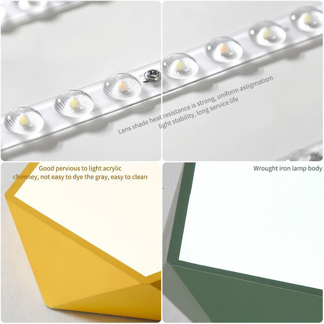 Colorful Flush Mount Ceiling Light Nordic Geometric Wooden Ceiling Lamp