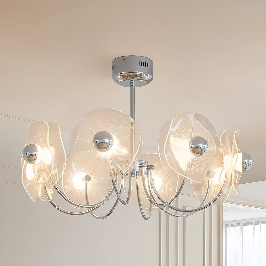 Acrylic LED Chandelier Multi-head  with Chrome Accents Ceiling Light
