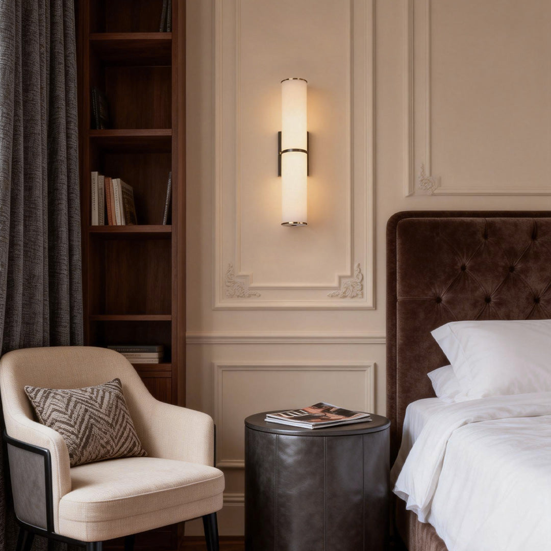 Cylinder Wall Sconce Modern Solid Copper Cloud Stone Lamp