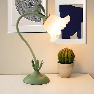 Floral Table Lamps French Vintage Green DIY Twistable White Glass Lamp
