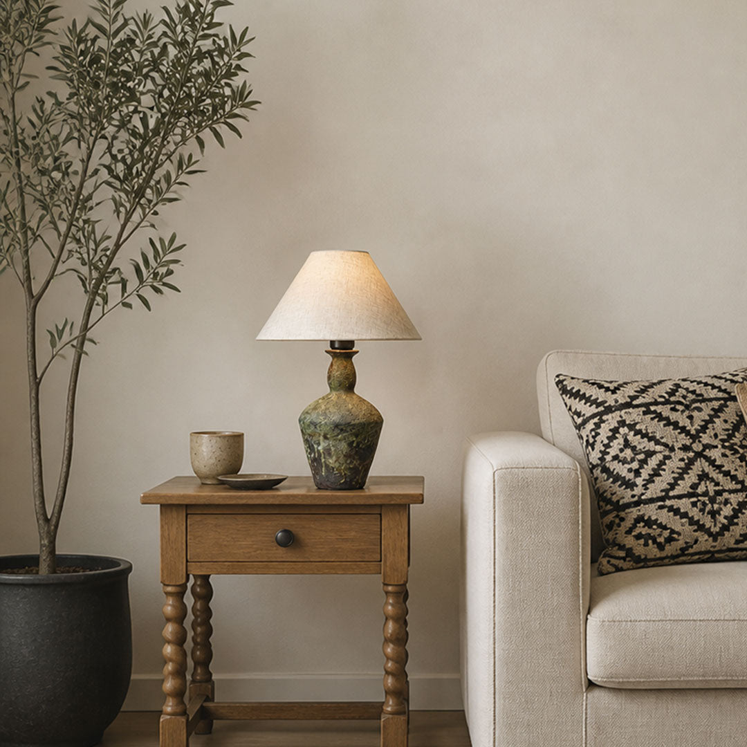 Ceramic Bedside Table Lamps Wabi-Sabi Style Moss Lamps