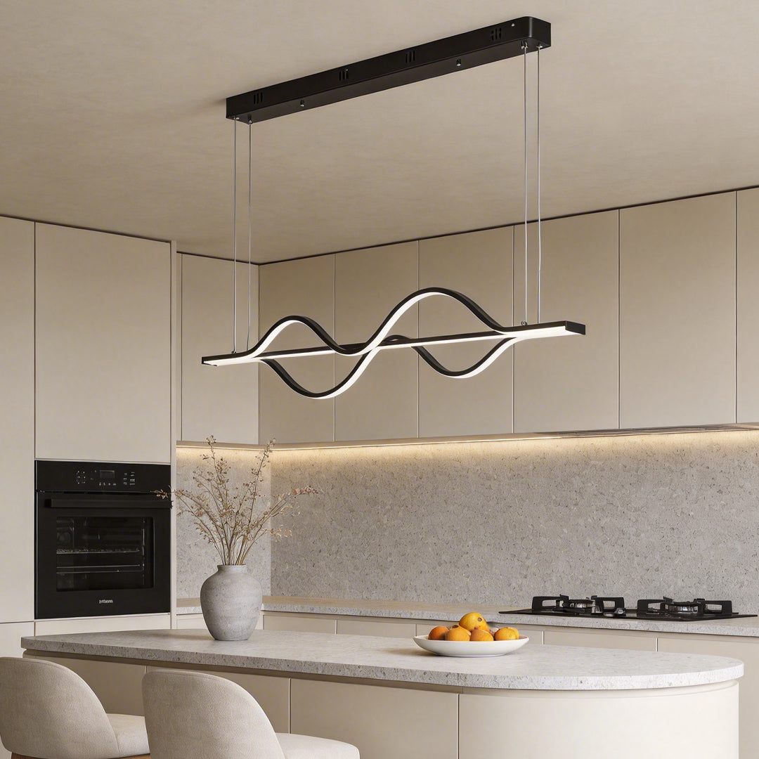 Simple Long Waves Lines 3 Step Dimming Modern Dining Room Chandeliers