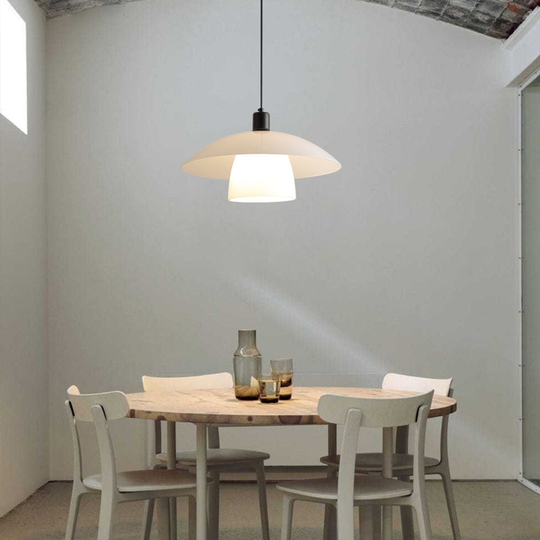 White Pendant Light Fixture Wabi Sabi Style Opal Glass Light