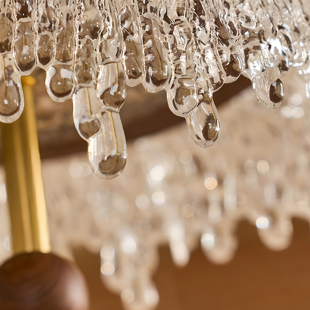 Water Drop Pendant Light Walnut Finish Iron Teardrop Ceiling Light