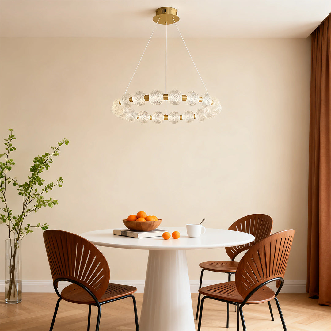 Glass Shade Chandelier Round  Minimalist Luxury Island Ceiling Light