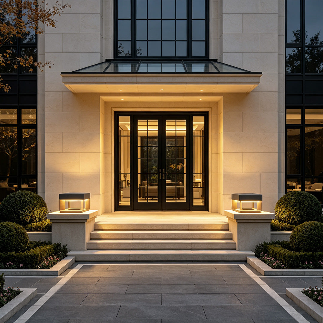 Driveway Entrance Pillar Lights Modern Square Metal Light