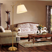 Copper Floor Lamp Adjustable Arch Fabric Shade Light Vintage Style