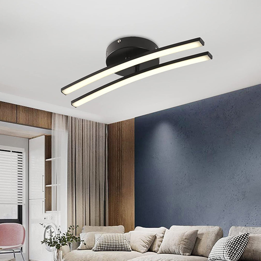 Contemporary Semi Flush Mount Lighting Dual LED Strip Rotating Ceiling Light