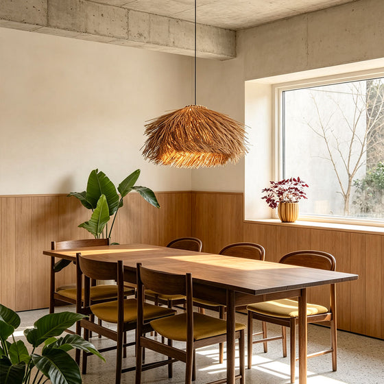 Straw Pendant Light Rustic Farmhouse Rattan Ceiling Light