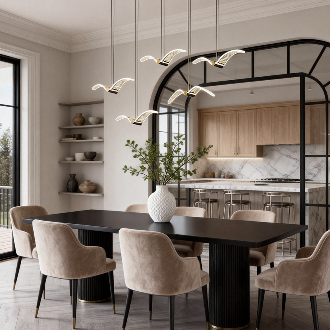 Modern LED Acrylic Seagull Linear Chandelier for Dining