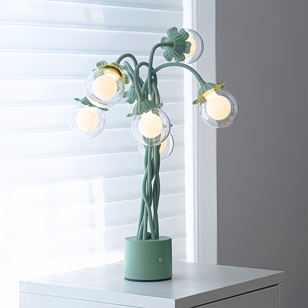 Retro Green Table Lamp French Floral  Artistic Globe Decorative Light