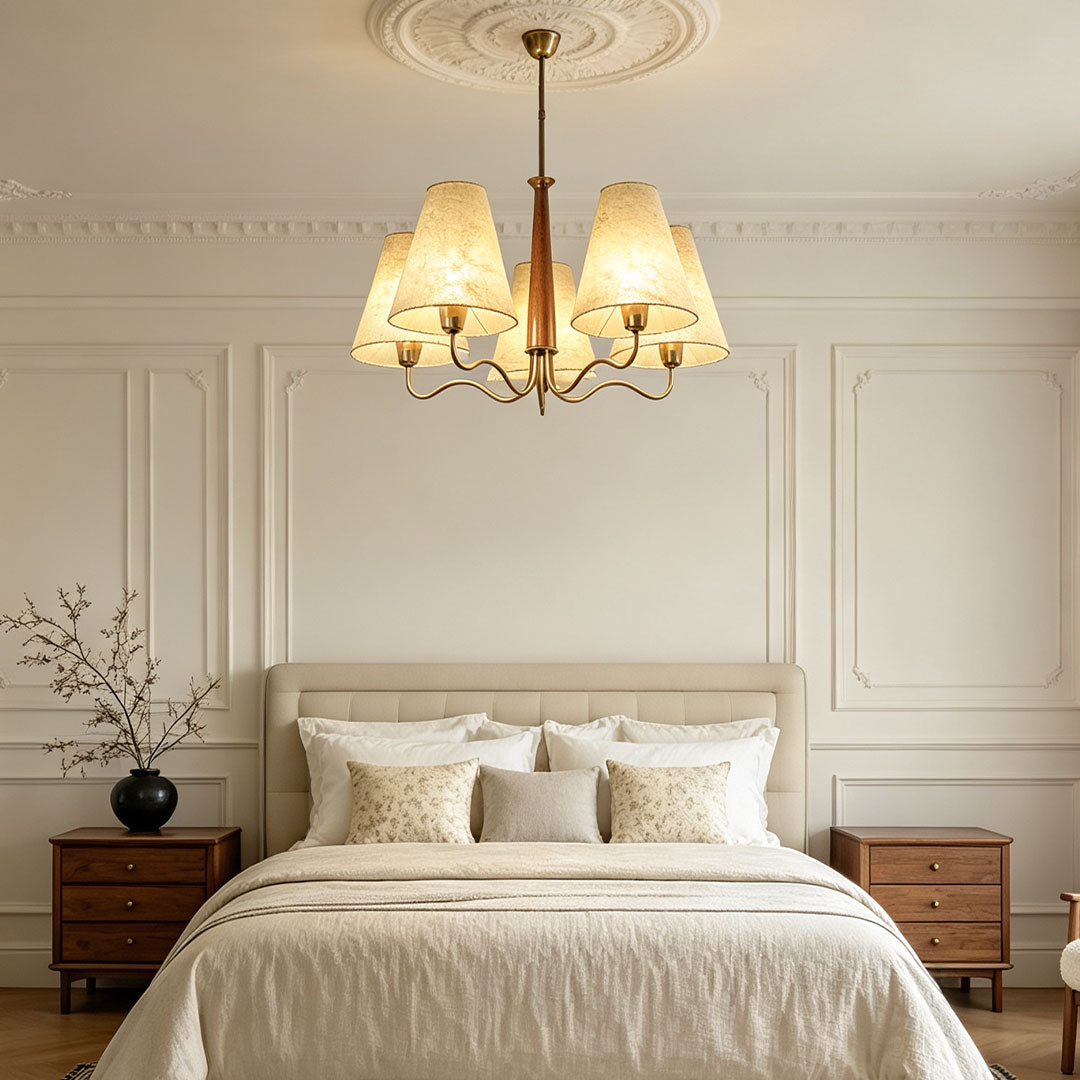 Metal Dining Room Chandelier French Vintage Fabric Ceiling Light