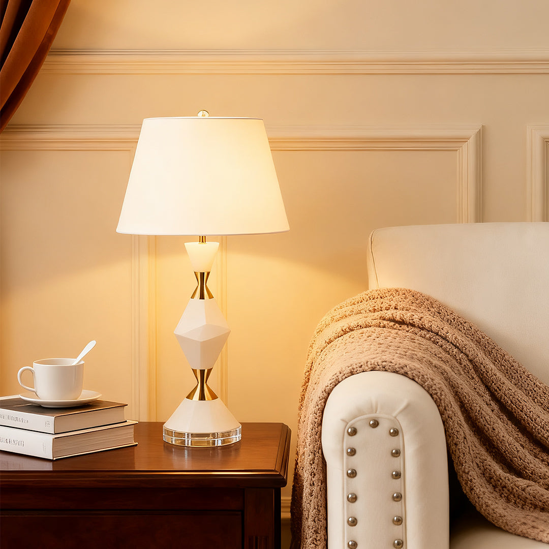White Contemporary Table Lamps with Gold Details Elegant Lamps