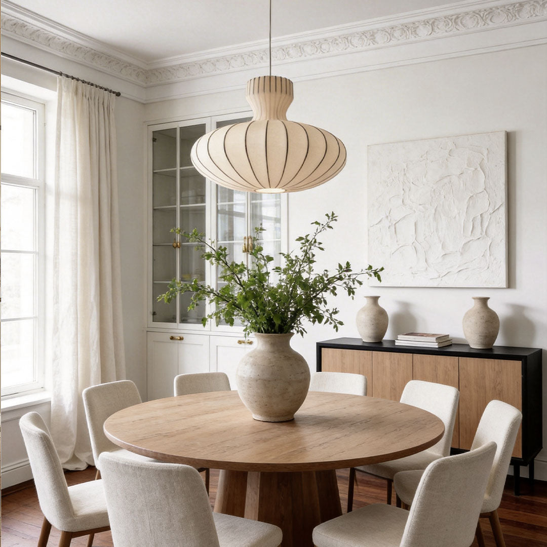 Pendant Light White Japanese Silk Fabric Ceiling Light