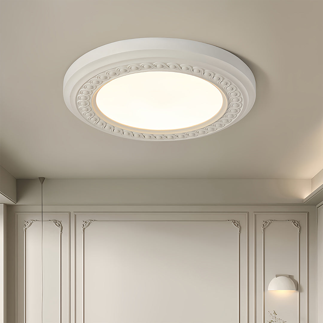 Retro Flush Mount Light Carved Resin Elegant Acrylic Ceiling Light