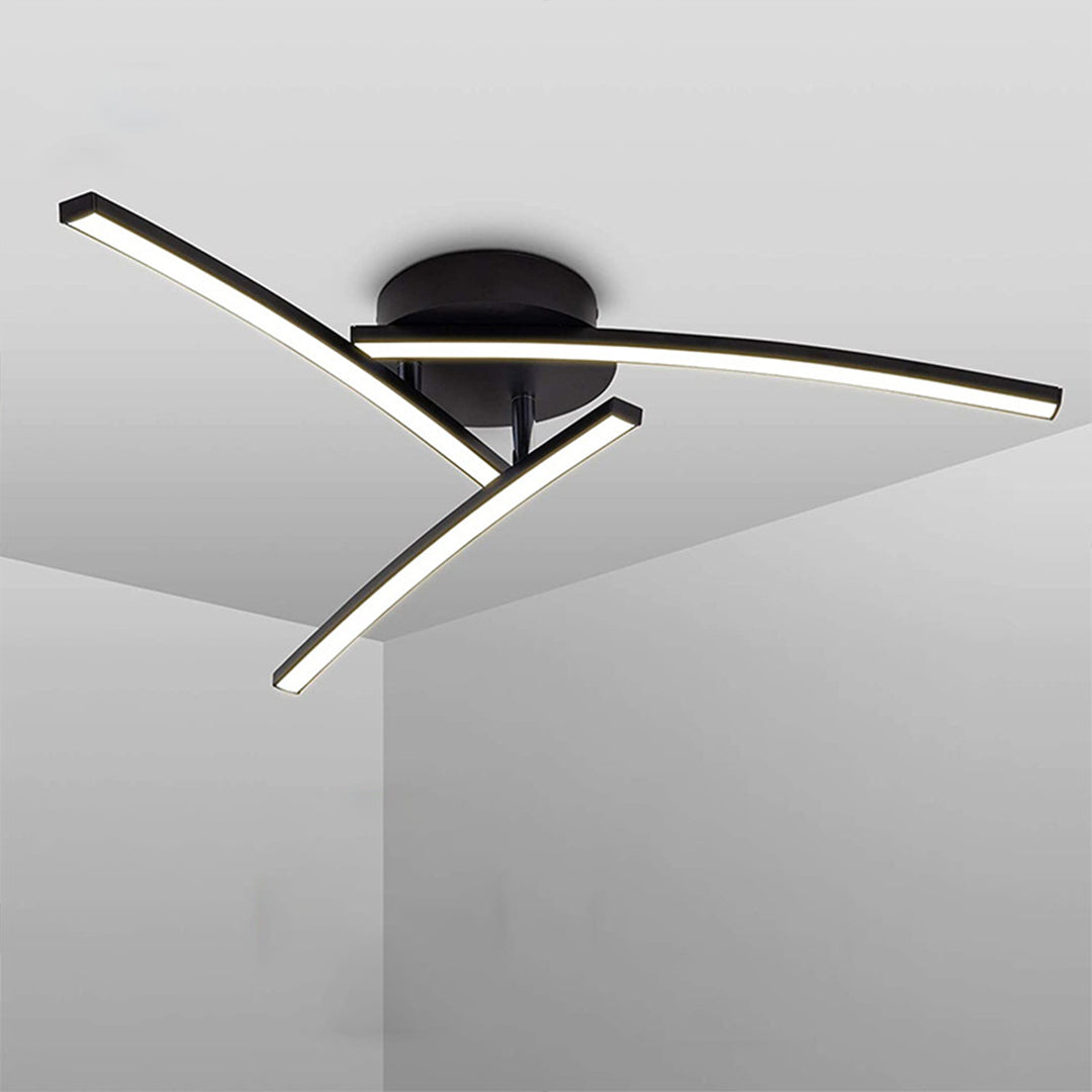 Modern Semi Flush Mount Light Three-Arc Rotating Ceiling Light