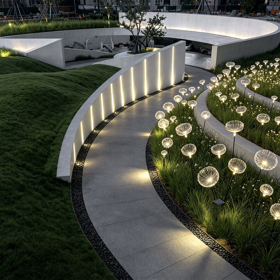 【4 PCS】Solar Garden Stake Lights Jellyfish Fiber Optic Light