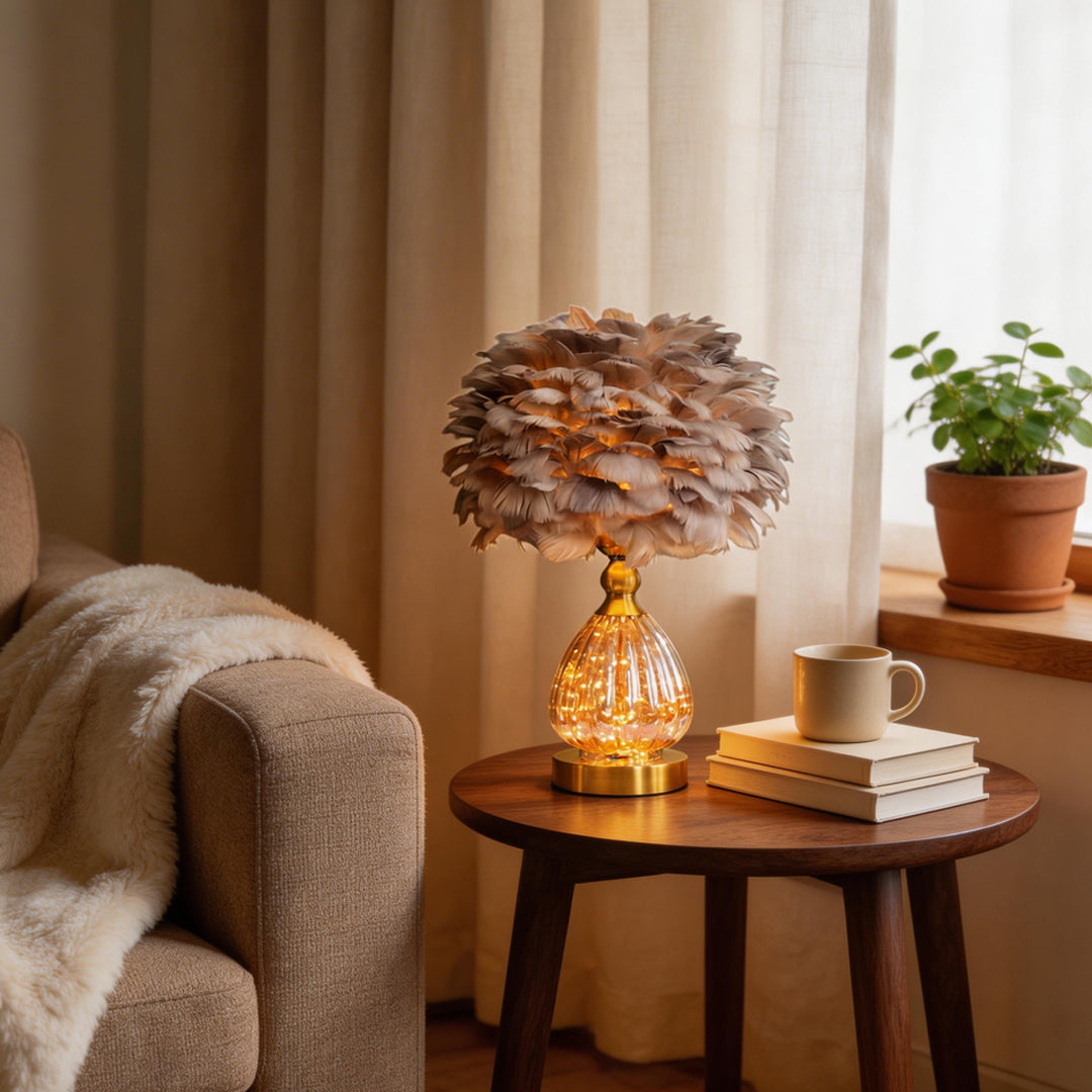 Feather Table Lamps Nordic Ins Style Romantic Wedding Lamp
