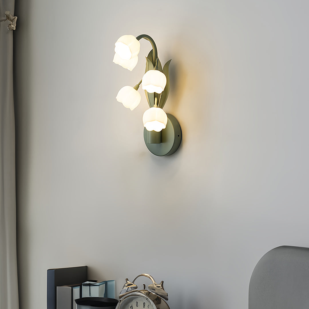 Floral Wall Lights French Country  Classic Bellflower Glass Lamp