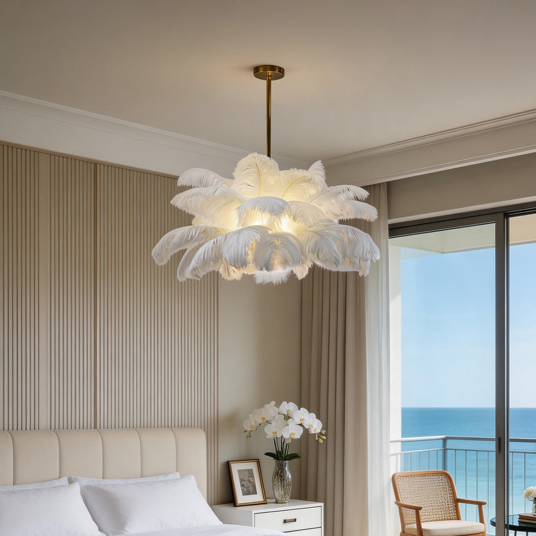 Semi Flush Mount Ceiling Lighting Nordic Feather Decor Light