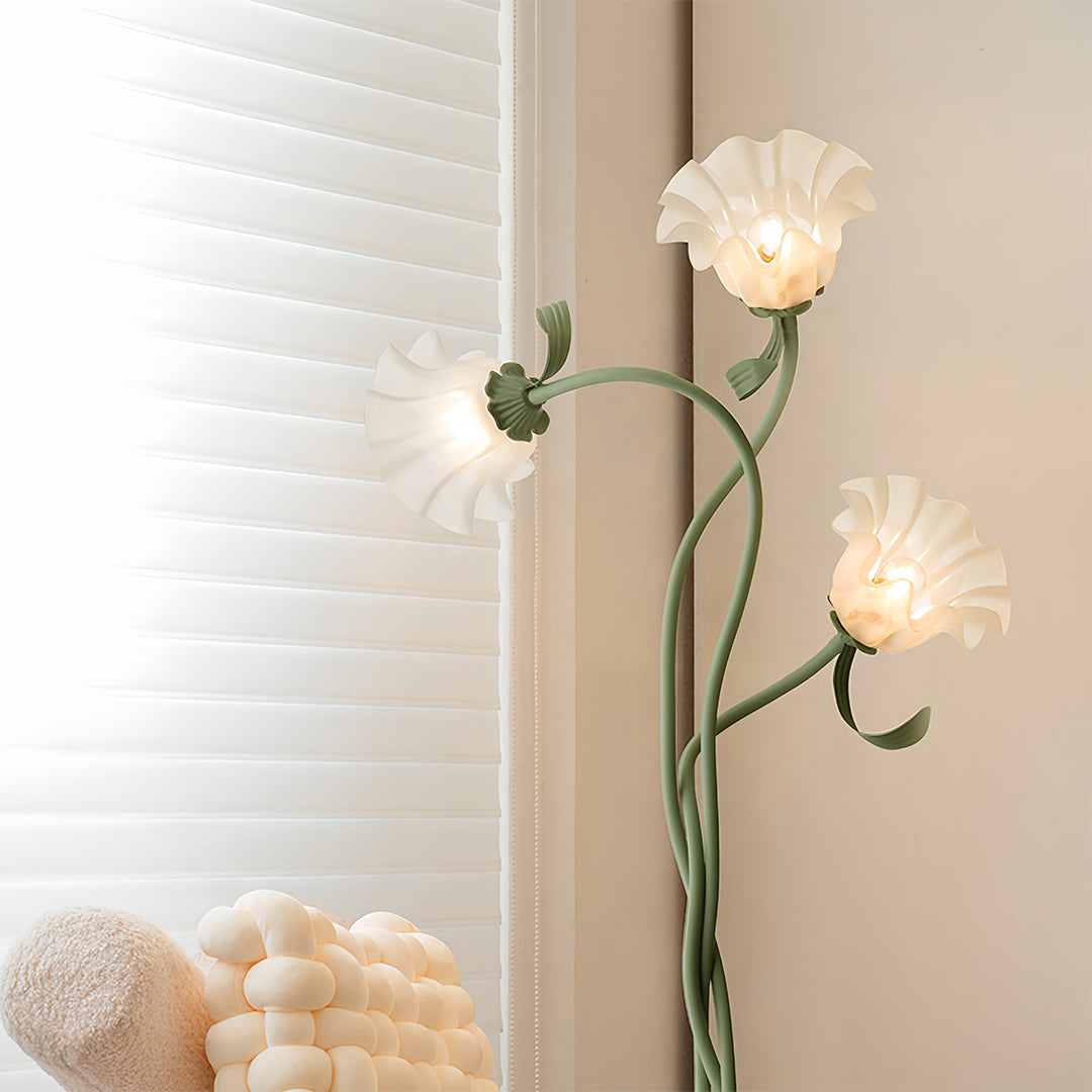 Flower Floor Lamps French Country Style Green Artistic Iron Lamp