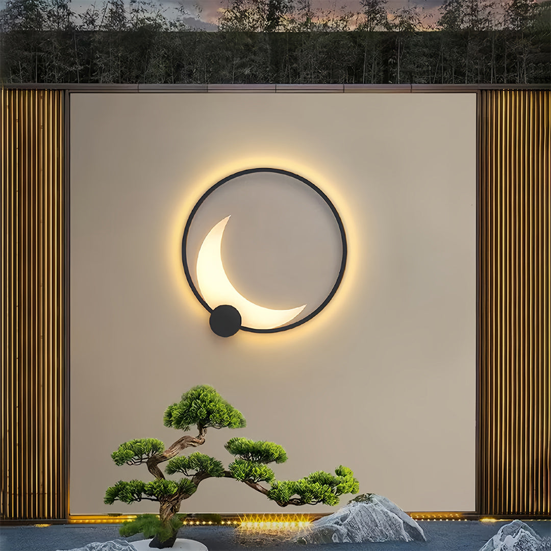 Decorative Outdoor Wall Lights Gray Waterproof Ring Crescent Lamp