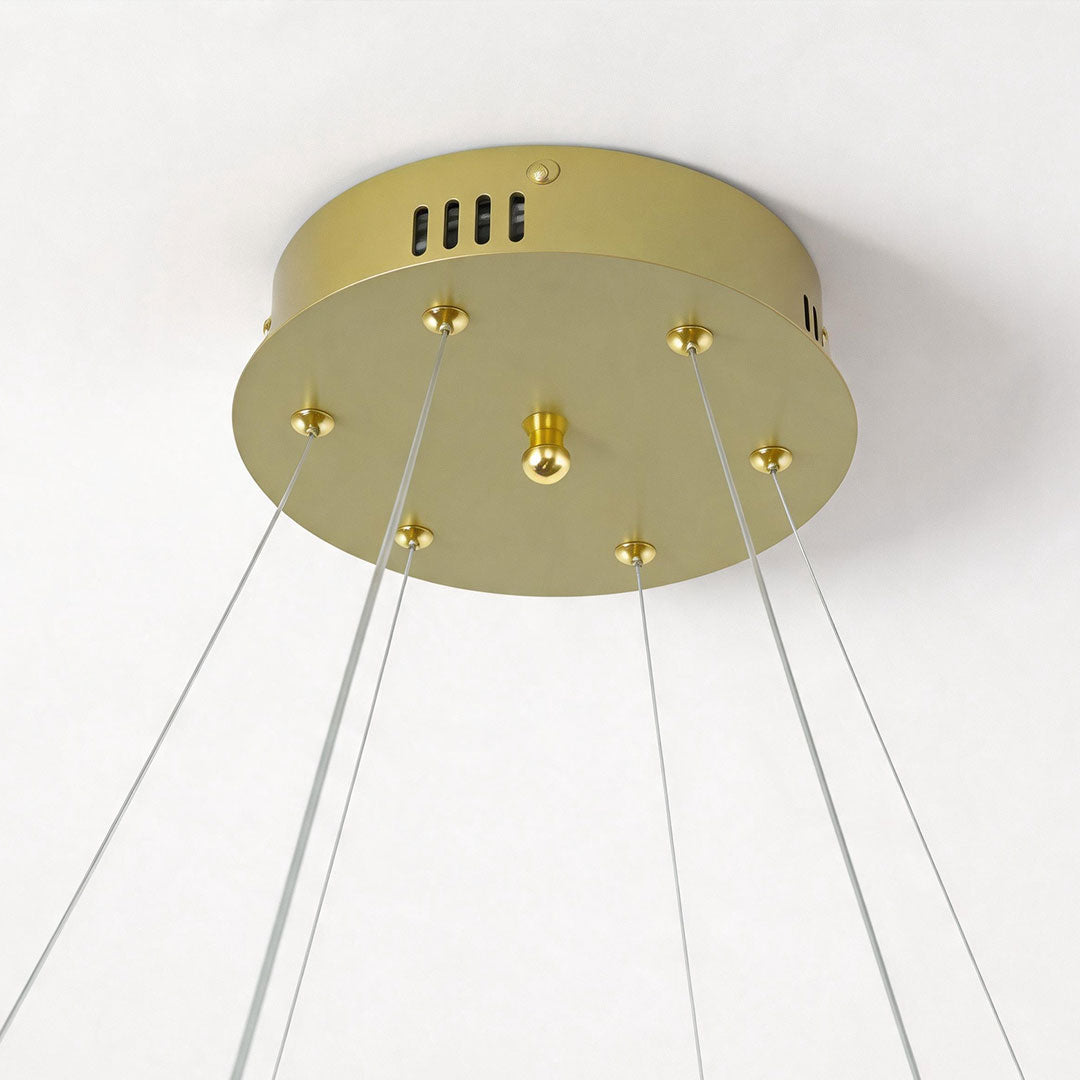 Modern Round Dimmable LED Aluminum Geometric Chandelier - Gold