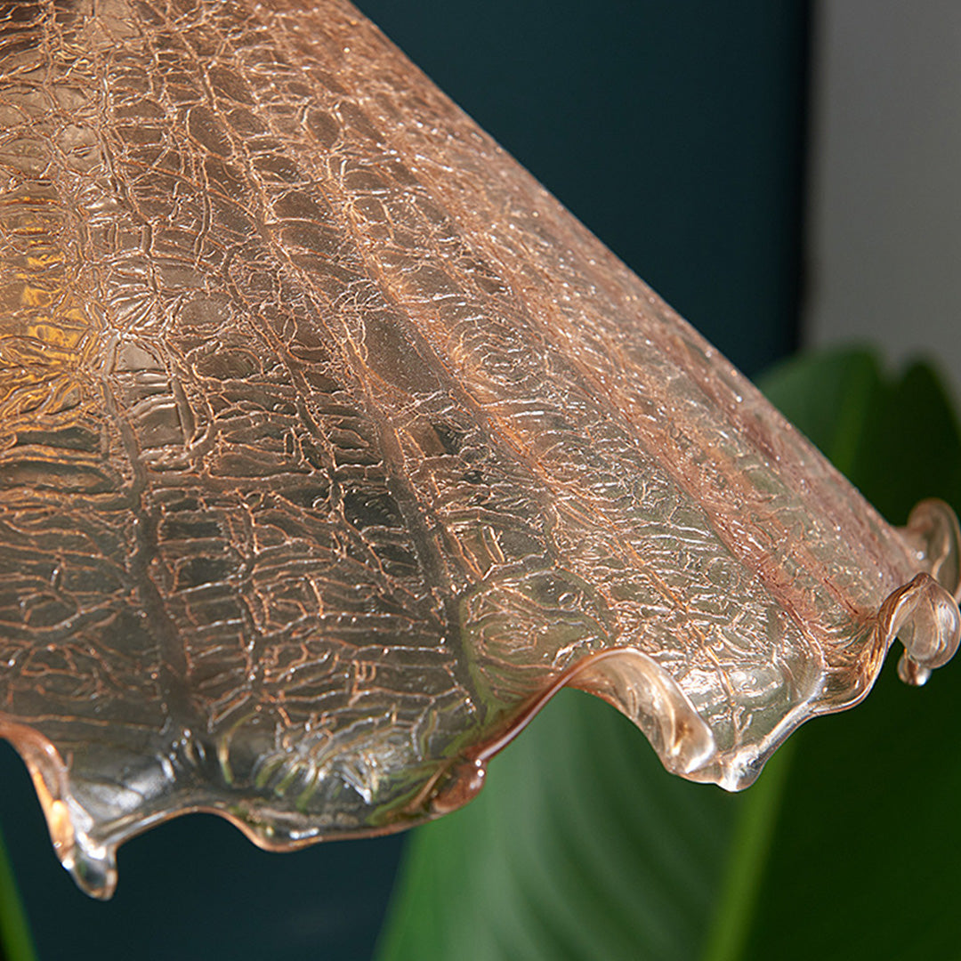 Brass Pendant Light Fixtures American Vintage Walnut Wood Cracked Glass Bedroom Light