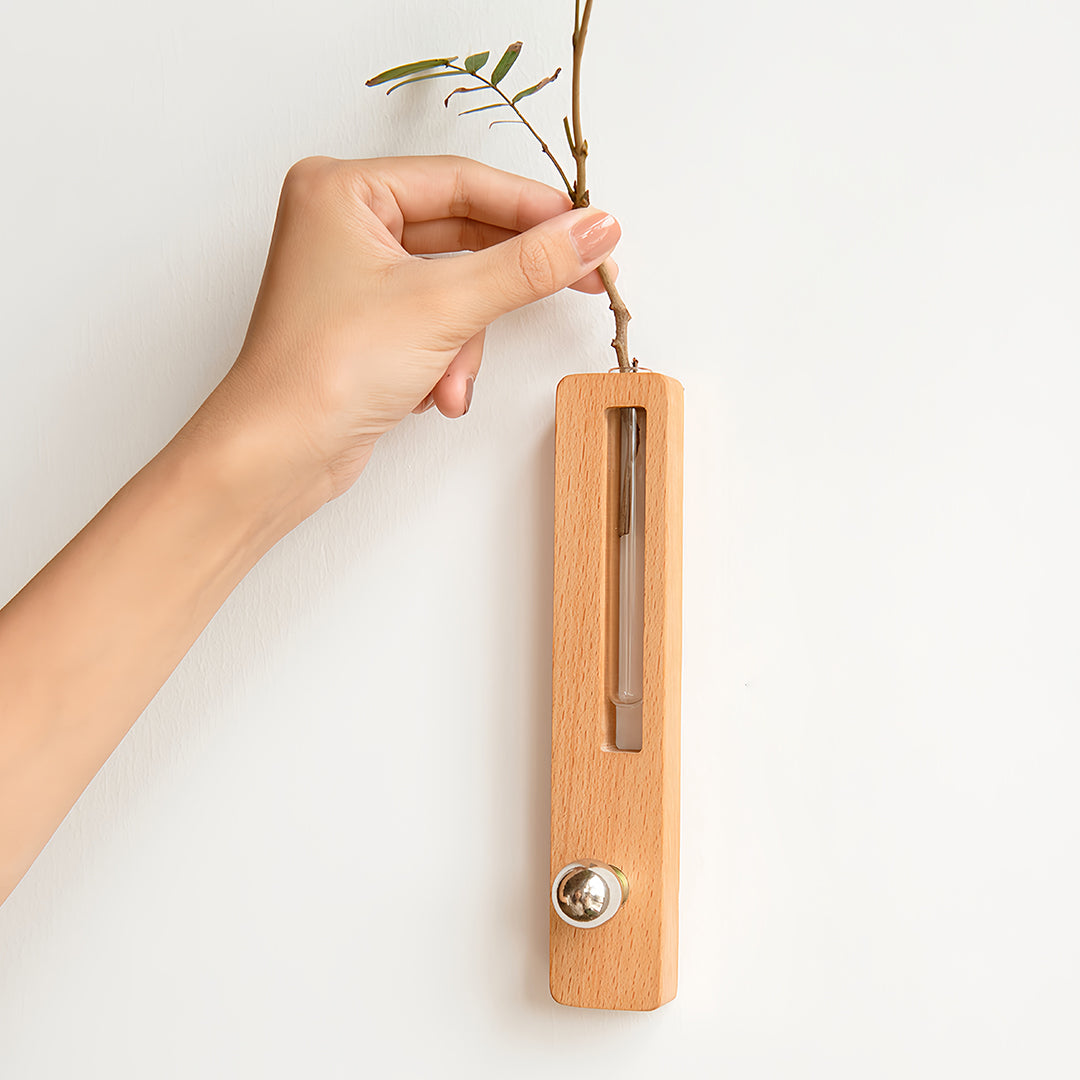 Wooden Wall Lights Minimalist with Glass Vase Wireless Magnetic Lamp