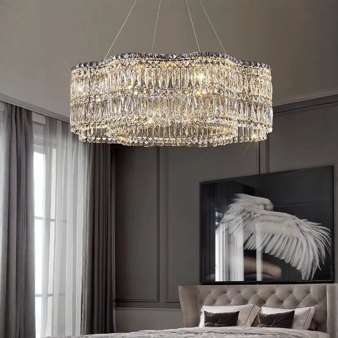 LED Large Crystal Chandelier Elegant Chandelier Light Modern Minimalist Style