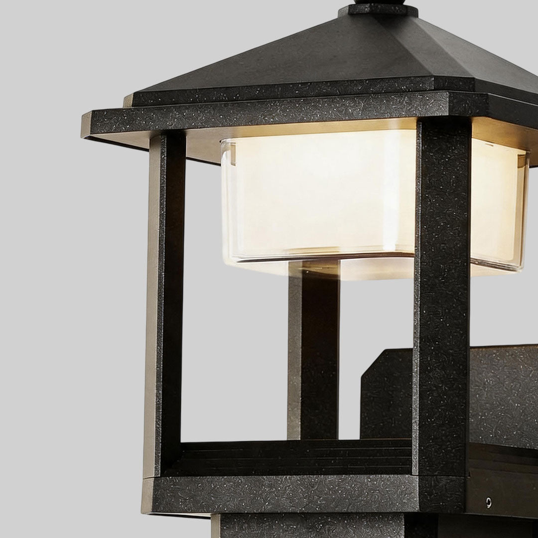 Black Outdoor Lantern Sconce Modern Waterproof Wall Light