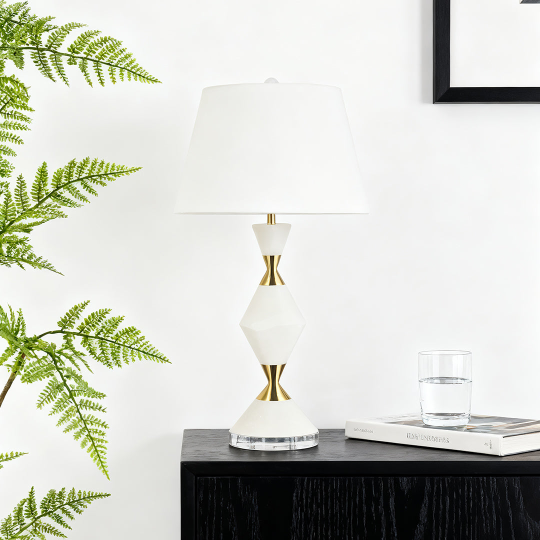 White Contemporary Table Lamps with Gold Details Elegant Lamps
