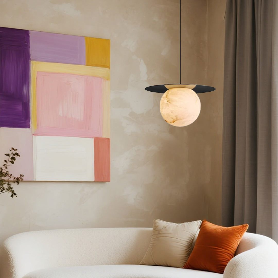 Ball Pendant Lights Nordic Natural Marble Full Copper Dining Table Lamp