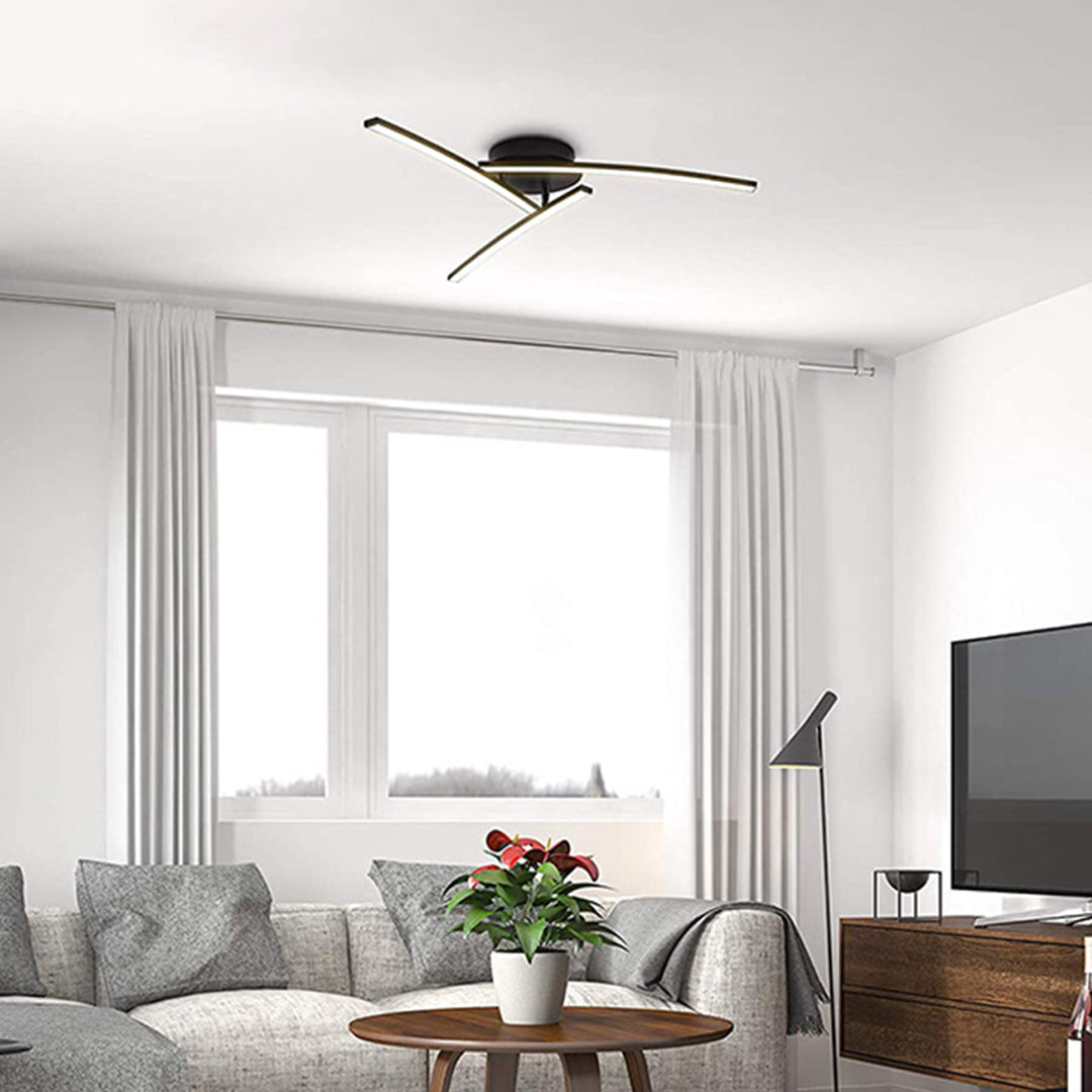 Modern Semi Flush Mount Light Three-Arc Rotating Ceiling Light