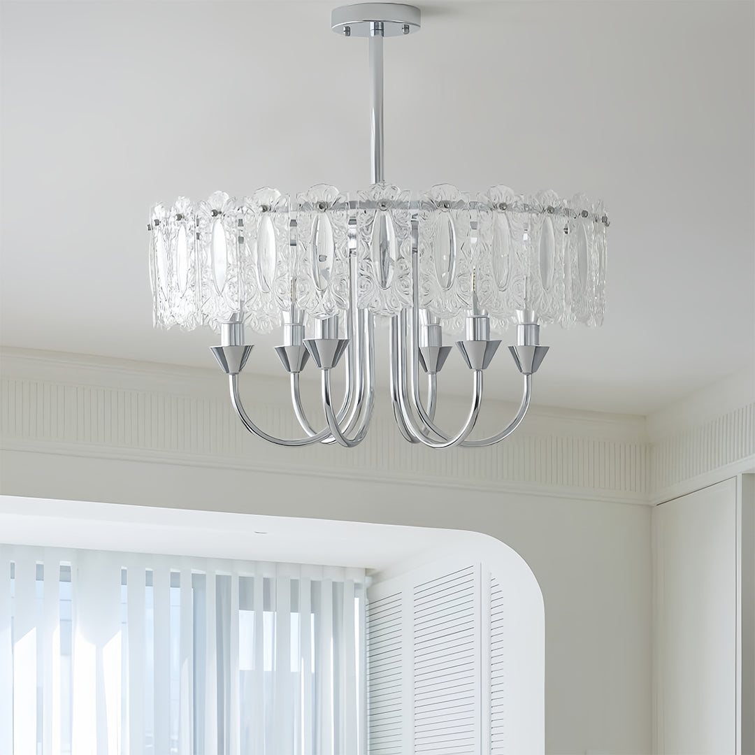 French Iron Chandelier Chic Chrome Island Metal Ceiling Light