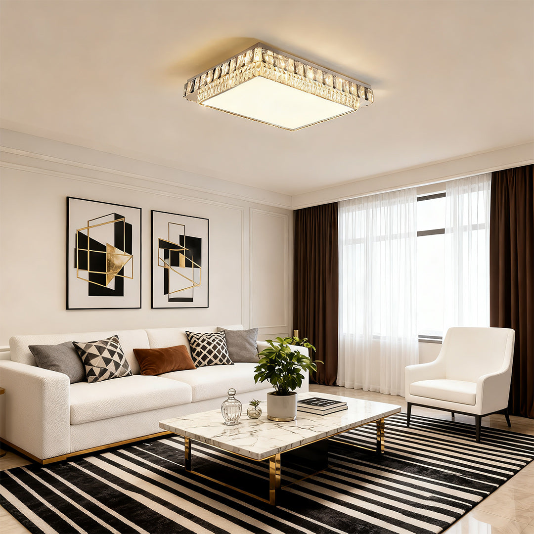 Flush Mounting LED Lights Luxury Metal Crystal Lamp