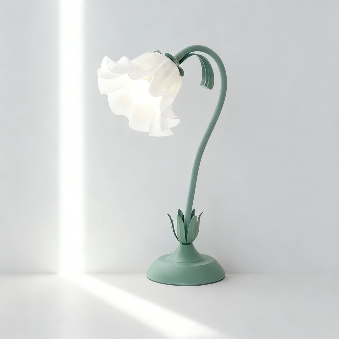 Floral Table Lamps French Vintage Green DIY Twistable White Glass Lamp